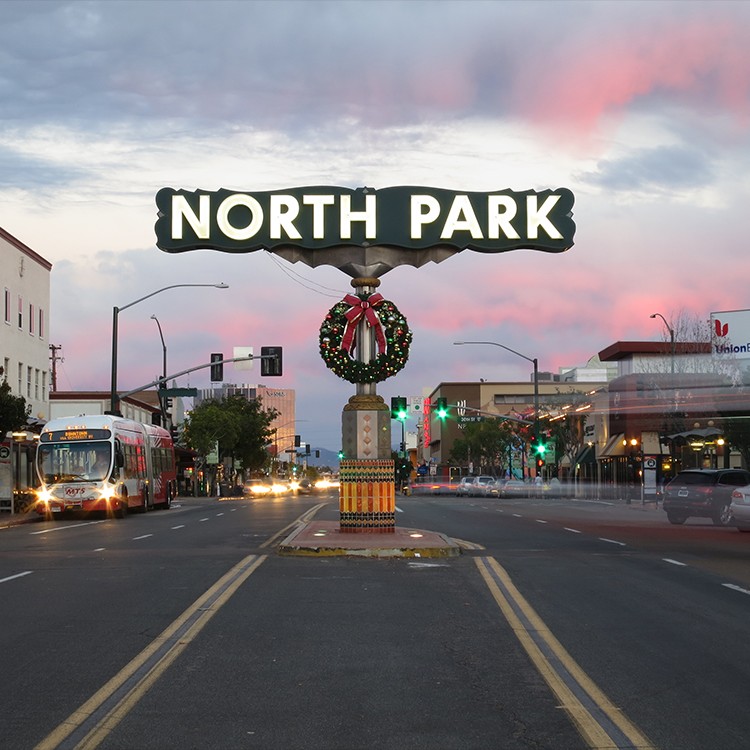 north park san diego sign on university