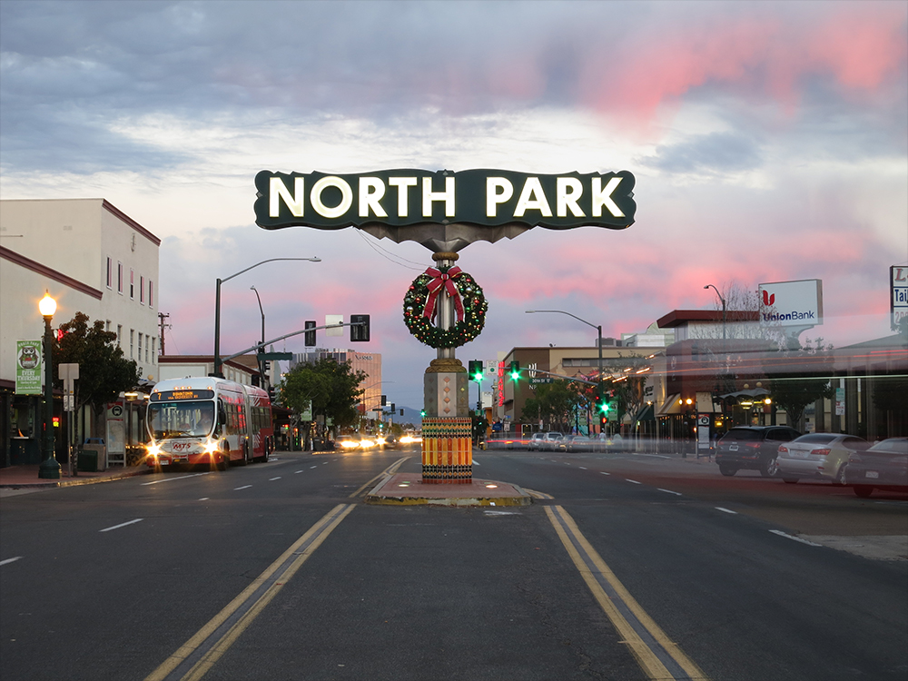 north park san diego sign on university